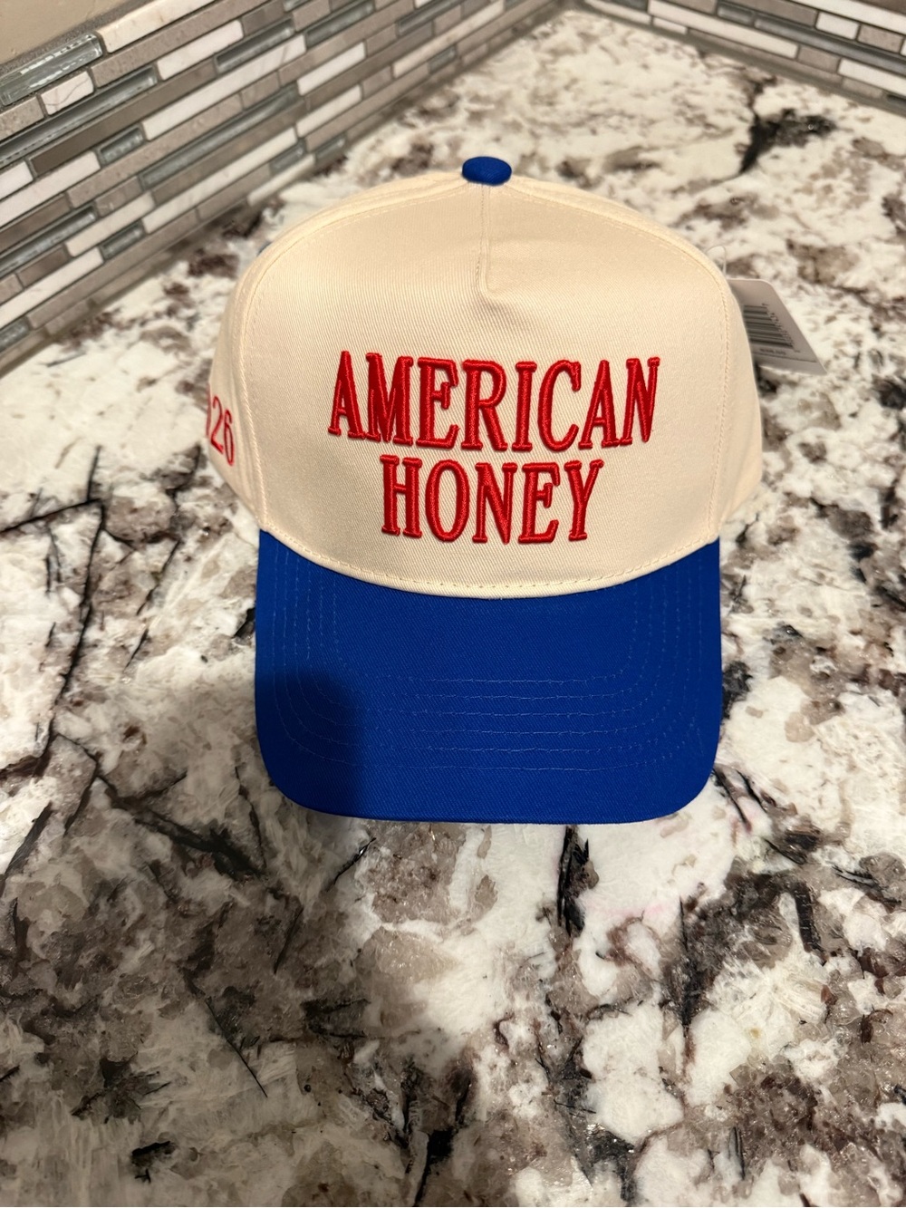 Unbranded American Honey Cream and Blue Trucker Hat